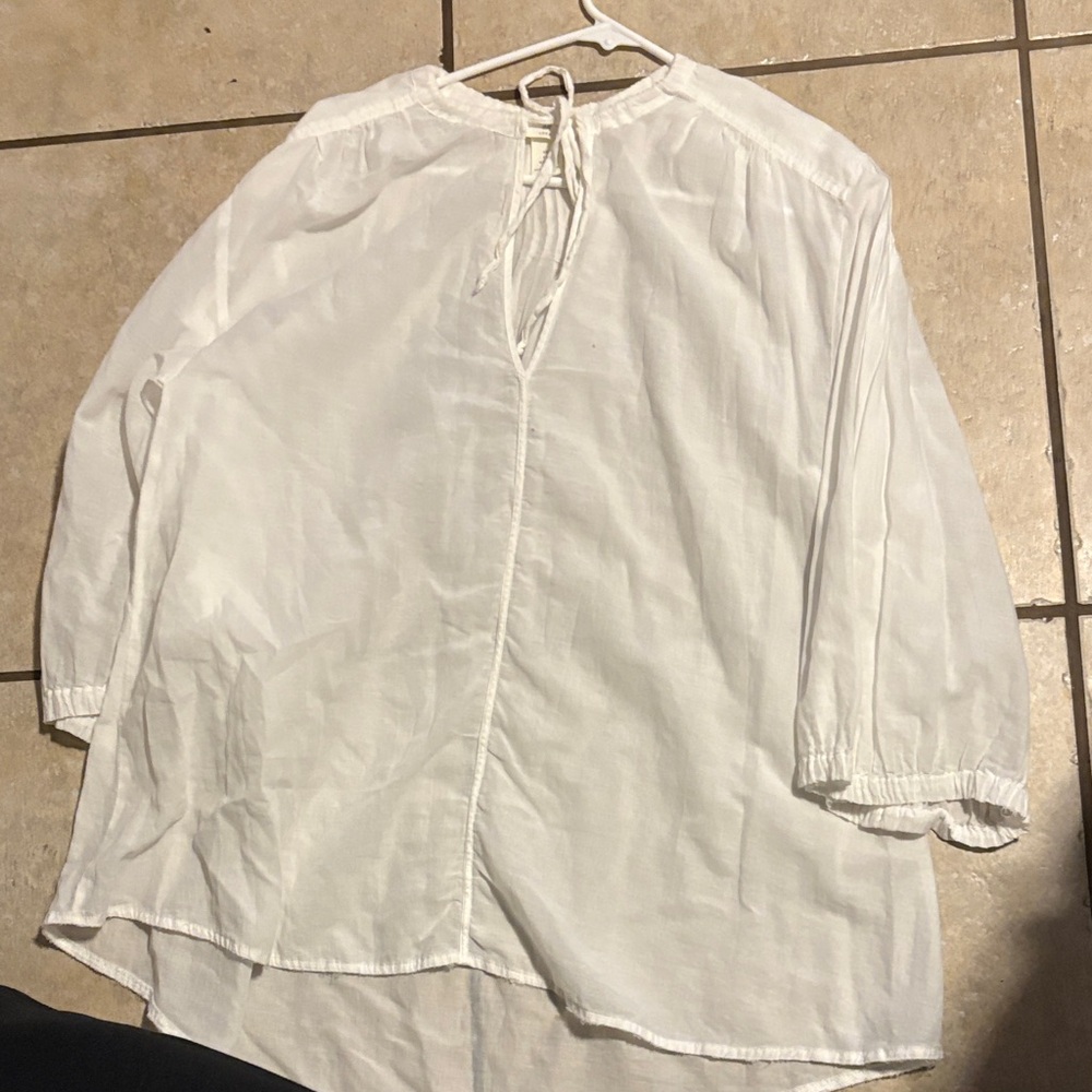 H&M White Blouse with Keyhole Neckline